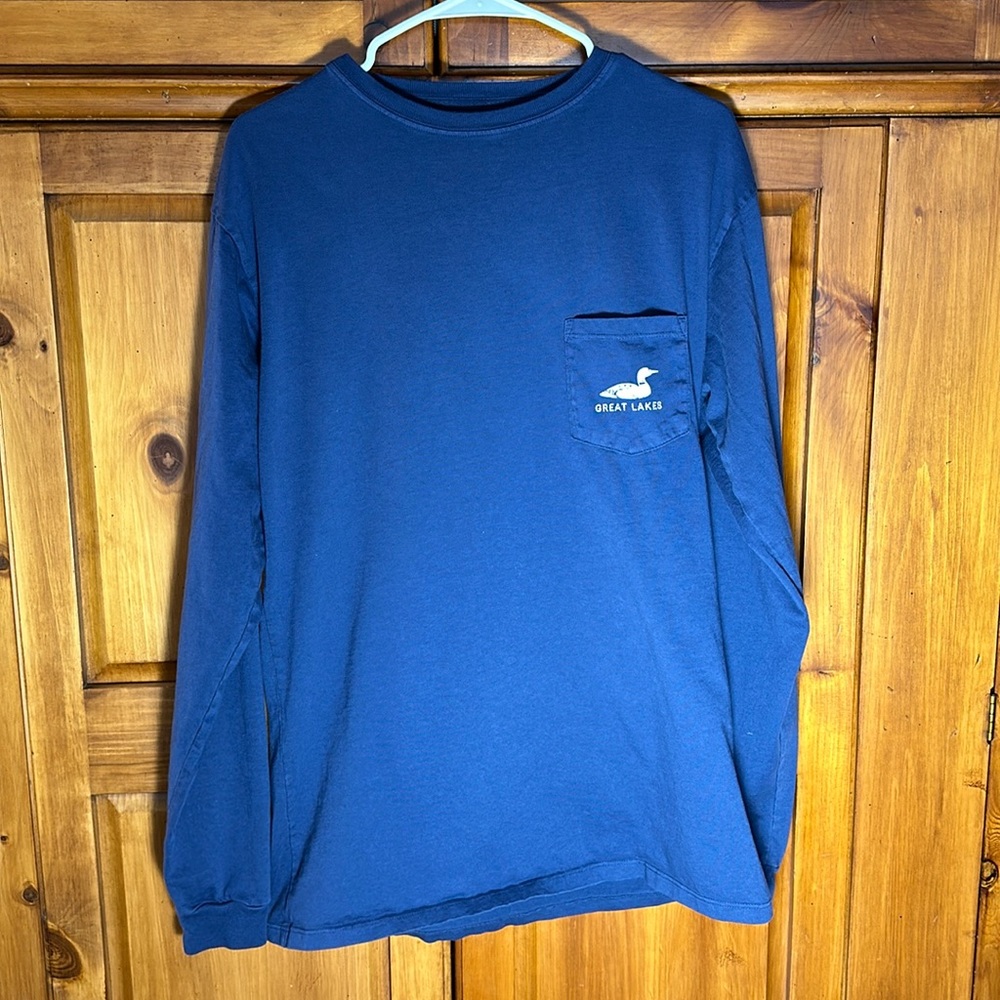 Great Lakes Sunwashed Men’s Navy Blue Long Sleeve Graphic Tee